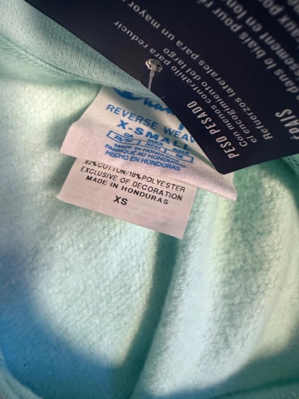 NWT Champion Reverse Weave Cropped Hooded Sweatshirt Blue Oversized Hoodie XS S - Picture 6 of 8